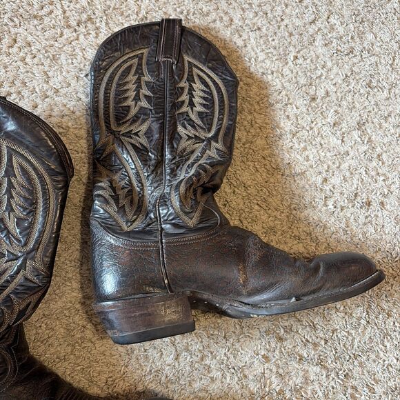 Vintage Tony Lama Black Label Men’s 9.5 D Brown Western Cowboy Boots main image 13